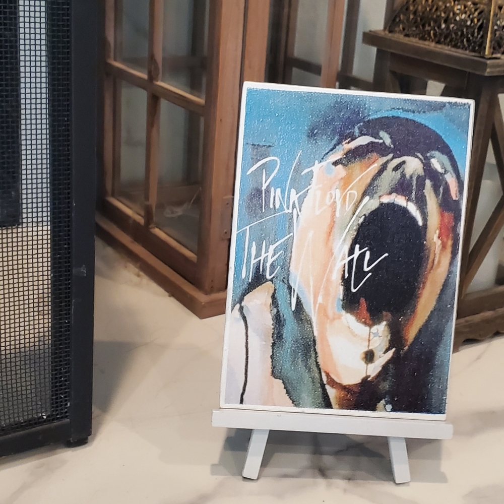 custom pink floyd 5x7 inches printed canvas with easel